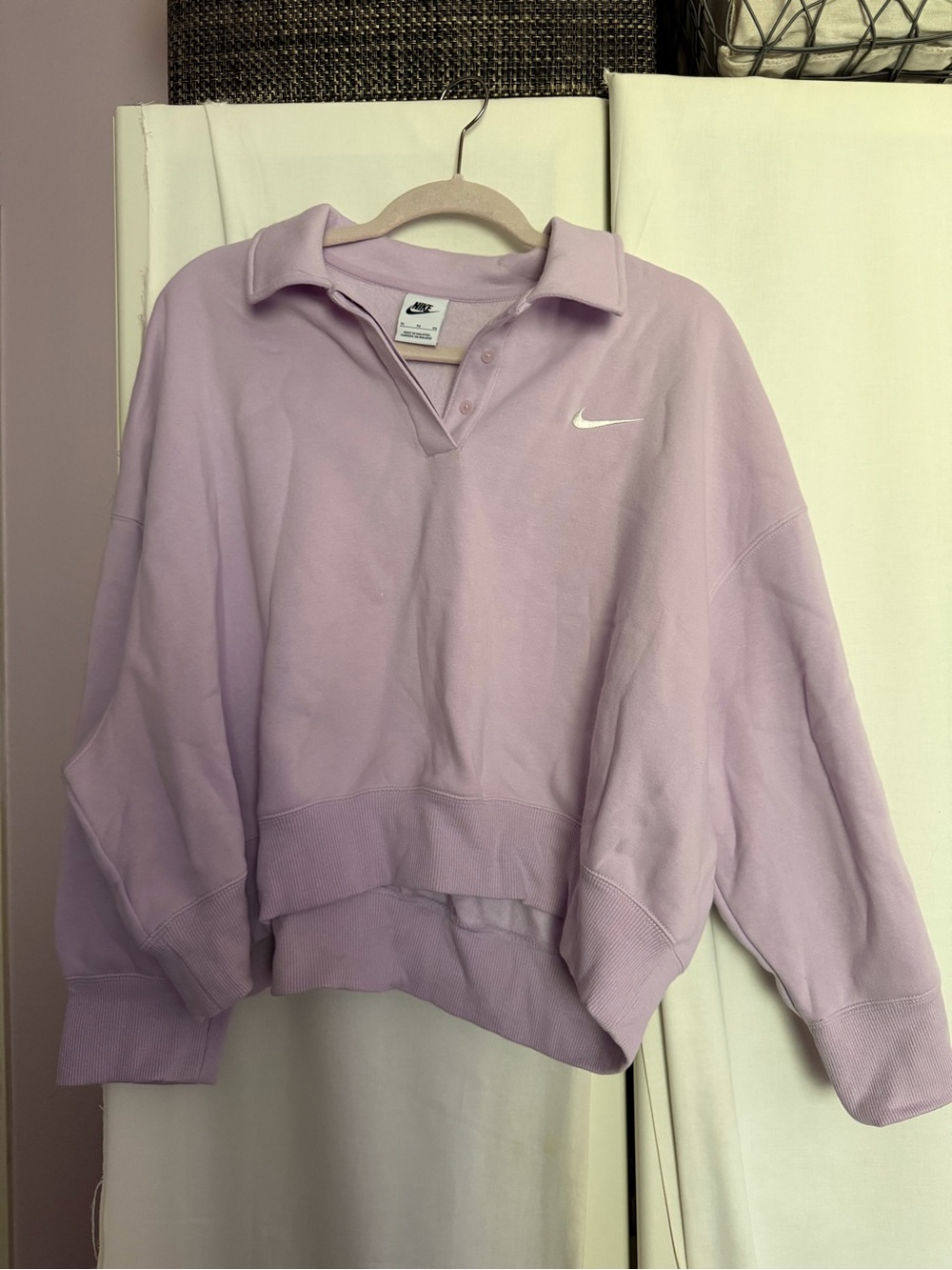 Nike Lavender Polo Collar Pullover Sweatshirt